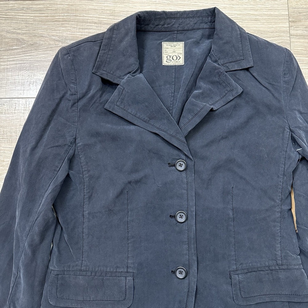 NEW Go Silk $248 Black Go Nano Blazer Jacket Washable Collared Button Up Size 6 - Picture 11 of 12